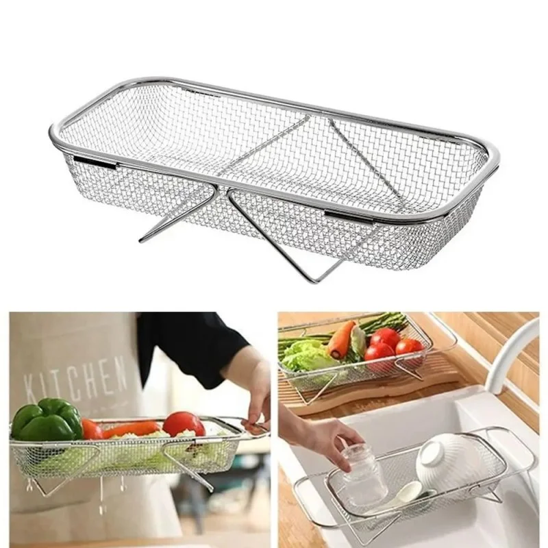 Extra Large Retractable Stainless Steel Kitchen Sink Drain Basket – Adjustable 37cm to 51.5cm_001022